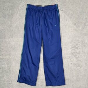 Nike Athletic Dept Blue Track Pants Women M Sample Zip Hem Mesh Lined Streetwear